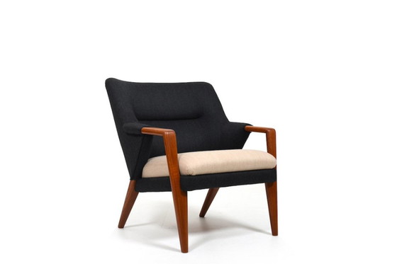 Image 1 of New Upholstered Danish Teak Easychair 1960s (Fauteuil en teck danois tapissé)