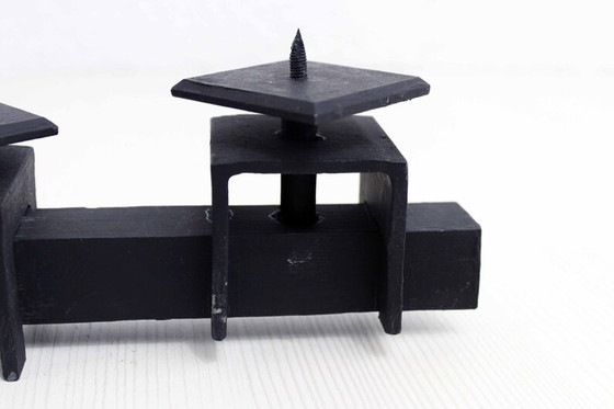 Image 1 of Beautiful spade candlestick in cast iron from the 60s.