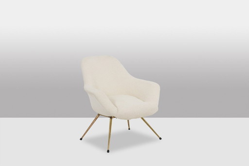 Pair Of Gold Brass Cocktail Armchairs. Circa 1960.