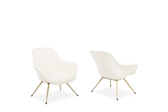 Image 1 of Coppia di poltrone da cocktail in ottone dorato. Anni &#39;60.