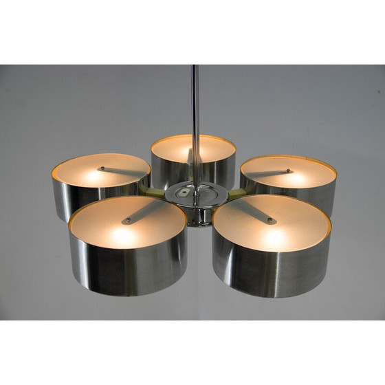 Image 1 of Vintage aluminum polished and glass chandelier, Germany 1970s