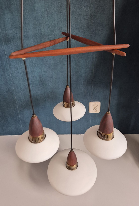 Image 1 of Vintage Scandinavian Pendant Lamp With 4 Chalices