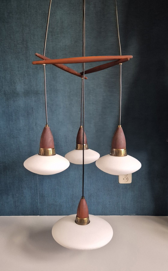 Image 1 of Vintage Scandinavian Pendant Lamp With 4 Chalices