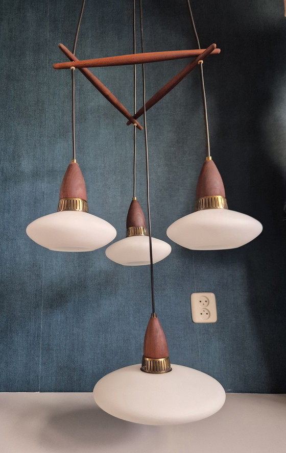 Image 1 of Vintage Scandinavian Pendant Lamp With 4 Chalices