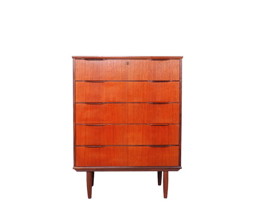 Commode haute en teck, design danois, années 1960