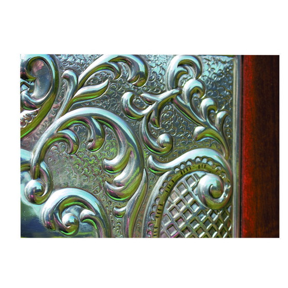 Image 1 of Grande scatola da tè in legno Hazorfim con coperchio in argento sterling