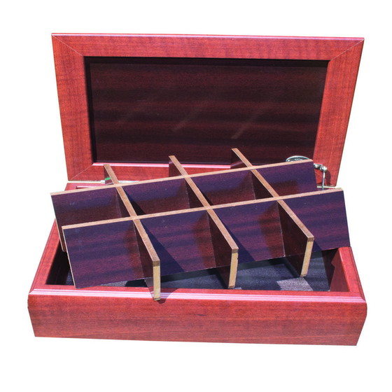 Image 1 of Grande scatola da tè in legno Hazorfim con coperchio in argento sterling