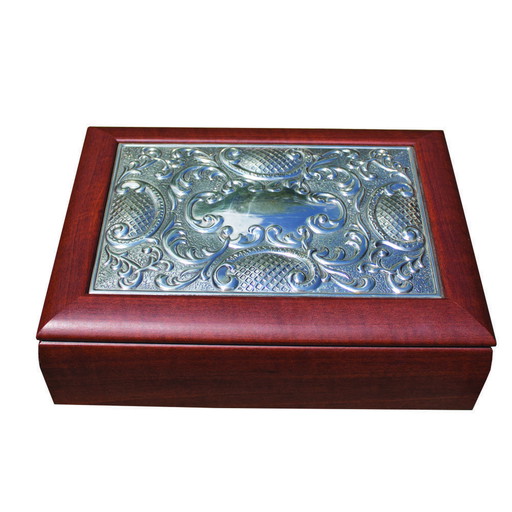 Large Hazorfim Wooden Tea Box With Sterling Silver Cover