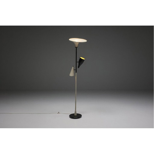 Italian vintage yellow & black floor lamp, 1950s