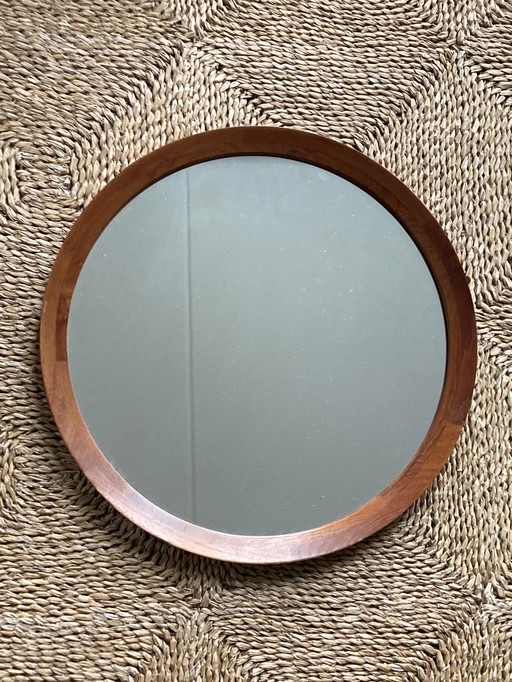 Danish Round Teak Mirror. 1960S