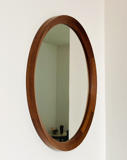 Danish Round Teak Mirror. 1960S