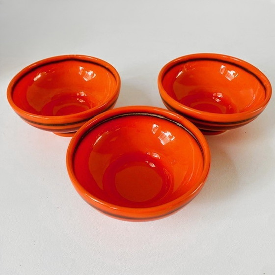 Image 1 of Flora Holland Tokyo bowl set orange 1960s Gold plating