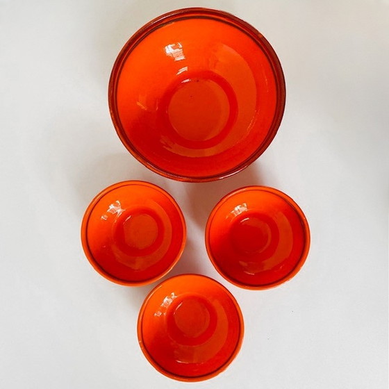 Image 1 of Flora Holland Tokyo bowl set orange 1960s Gold plating