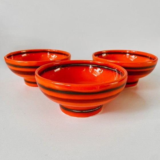 Image 1 of Flora Holland Tokyo bowl set orange 1960s Gold plating