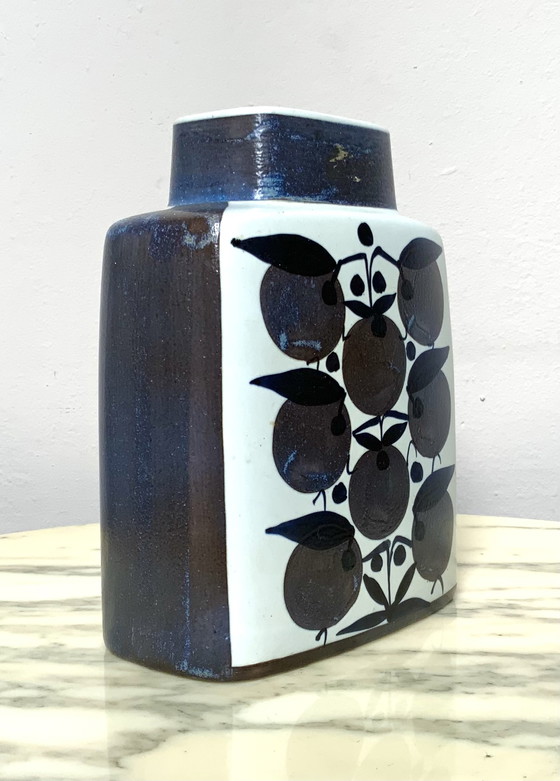 Image 1 of 1x Royal Copenhagen glazed ceramic vase with blueberries