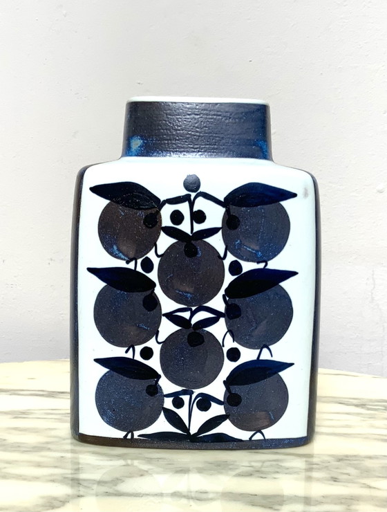 Image 1 of 1x Royal Copenhagen glazed ceramic vase with blueberries