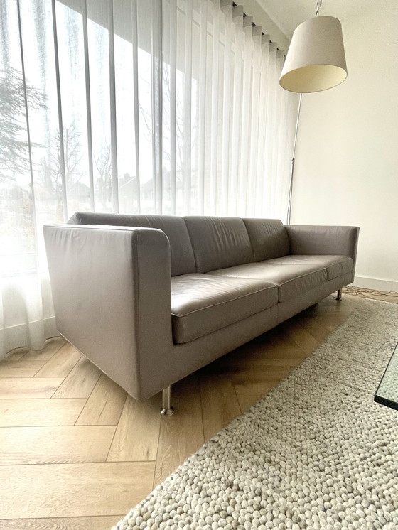 Image 1 of Minotti Copenhagen Leather Taupe Sofa 3.5 Seater