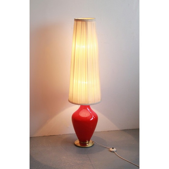 Image 1 of Vintage floor lamp in red glass, 1950