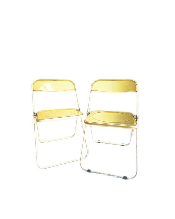 Image 1 of 2x Giancarlo Piretti for Castelli White framed Plia folding chairs