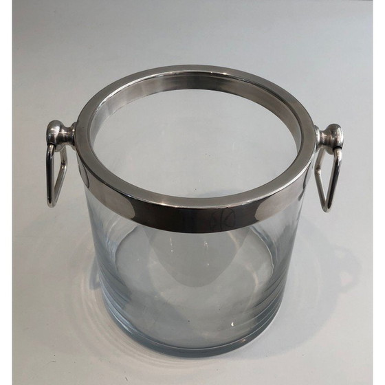 Image 1 of Vintage silver plated and glass champagne bucket, 1970s