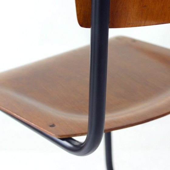 Image 1 of Vintage office chair in curved steel and plywood for Kovona, Czechoslovakia 1950