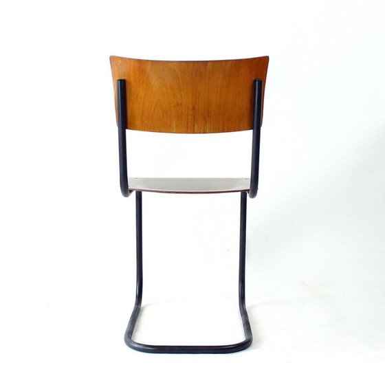 Image 1 of Vintage office chair in curved steel and plywood for Kovona, Czechoslovakia 1950