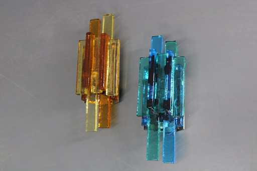 1960S Svend Aage Holm Sørensen Pair Of Glass Wall Lamps, Denmark 