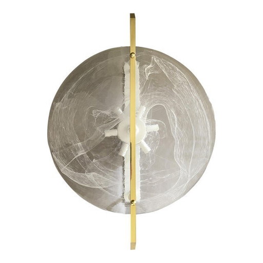 Italian Venied-White Alabastro Disc Murano Glass Gold24K Wall Sconce By Simoeng