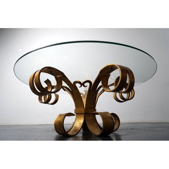 Image 1 of Vintage side table in gold metal and glass, Germany 1970