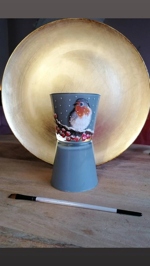 Handpainted Waxlight holder / Plant pot