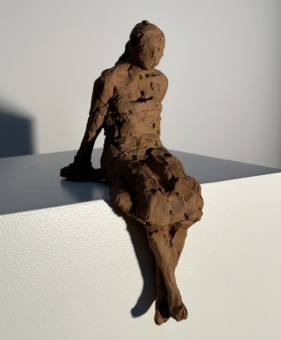 Image 1 of Terracotta Sculpture - A Seating Woman - Yolande Ide (1931)