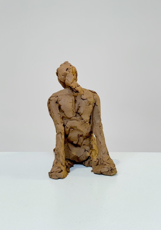 Image 1 of Terracotta Sculpture - A Seating Woman - Yolande Ide (1931)