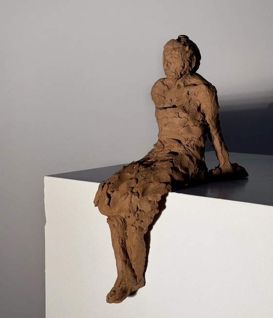 Image 1 of Terracotta Sculpture - A Seating Woman - Yolande Ide (1931)