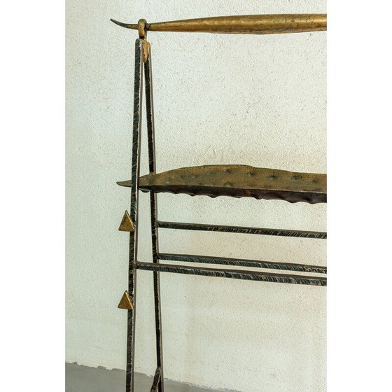 Image 1 of Vintage welded iron bedside and storage trays by Jean Jacques Argueyrolles