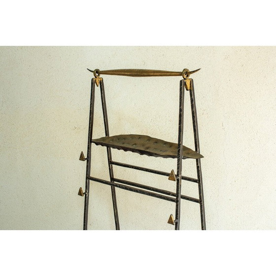 Image 1 of Vintage welded iron bedside and storage trays by Jean Jacques Argueyrolles