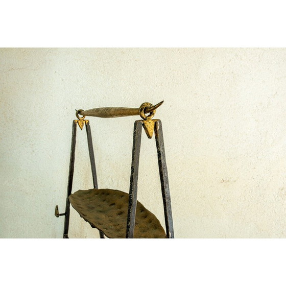Image 1 of Vintage welded iron bedside and storage trays by Jean Jacques Argueyrolles