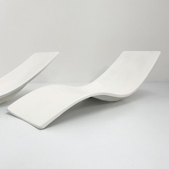 Image 1 of Pair Of Sunbeds By Charles Zublena For Les Plastiques De Bourgogne, 1960S