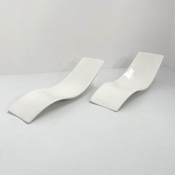 Image 1 of Pair Of Sunbeds By Charles Zublena For Les Plastiques De Bourgogne, 1960S