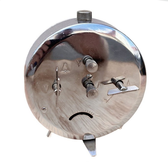 Image 1 of Vintage silver mechanical alarm clock Prim, Czechoslovakia 1970s