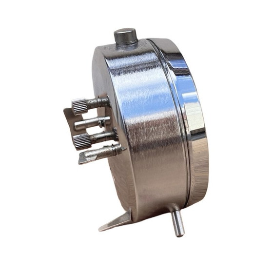 Image 1 of Vintage silver mechanical alarm clock Prim, Czechoslovakia 1970s