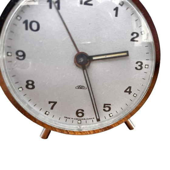 Image 1 of Vintage silver mechanical alarm clock Prim, Czechoslovakia 1970s