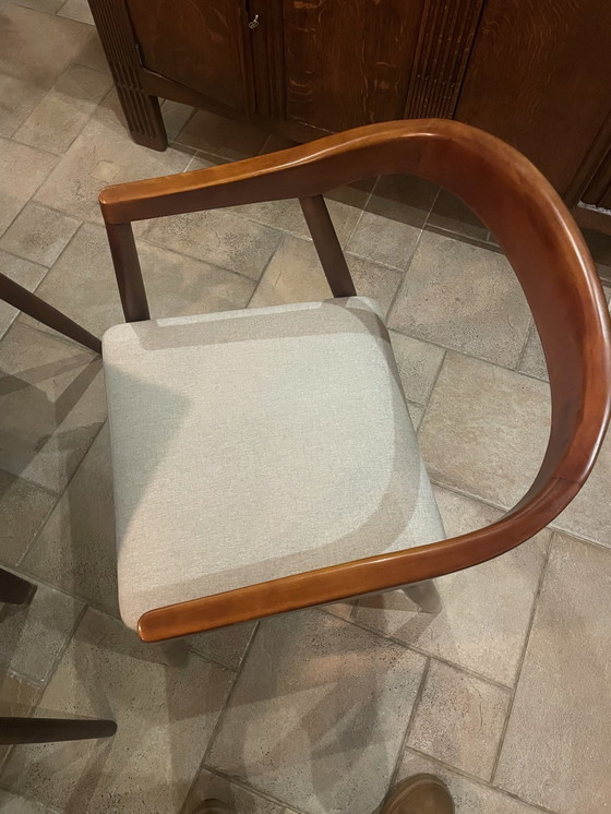 Image 1 of 2X Dining Chair With Armrest Of Dark Brown Birch Wood