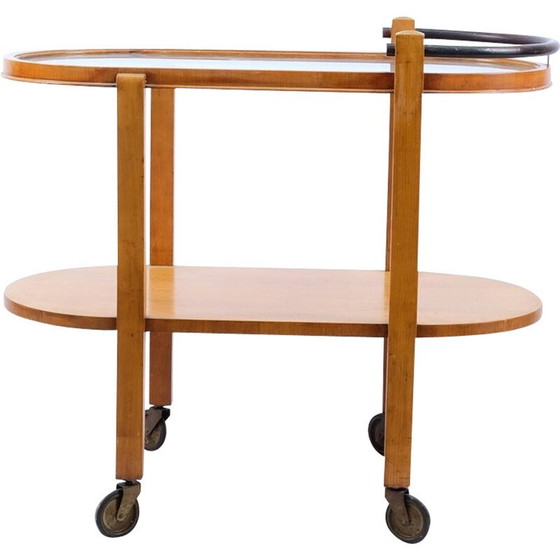 Image 1 of Vintage Bauhaus serving trolley in cherry wood, Germany 1930