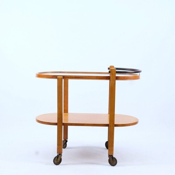 Image 1 of Vintage Bauhaus serving trolley in cherry wood, Germany 1930
