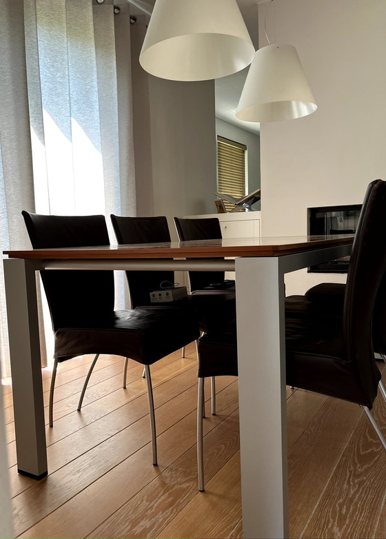 Image 1 of Dining Table (190X90) Extendable To 240 Cm With 6 Leather Spica Chairs.