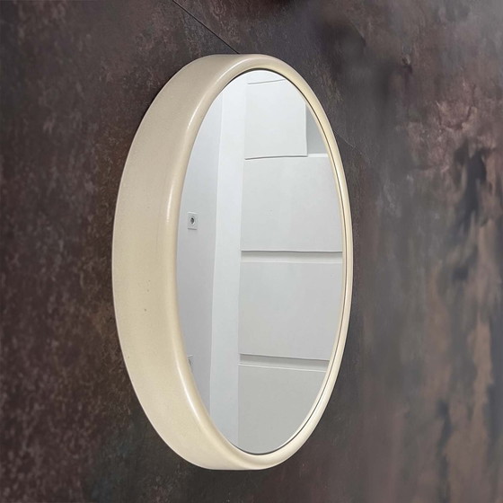 Image 1 of Space Age White Round Mirror