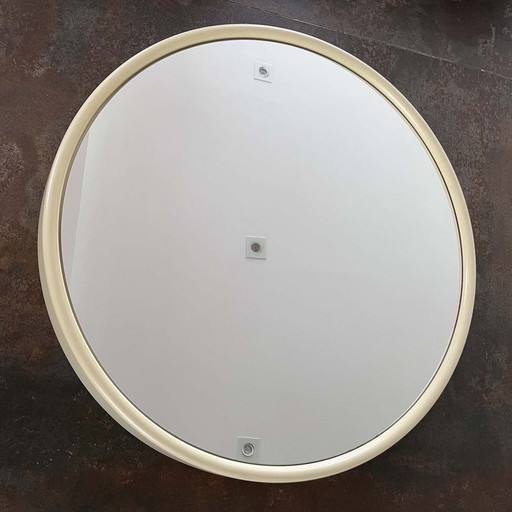 Space Age White Round Mirror