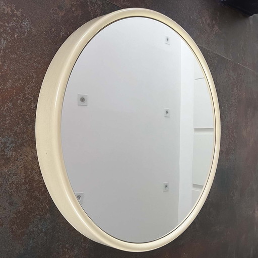 Space Age White Round Mirror