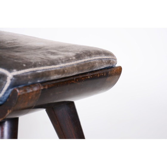 Image 1 of Pair of vintage Art Deco stools in stained and varnished beech, Czechoslovakia 1920