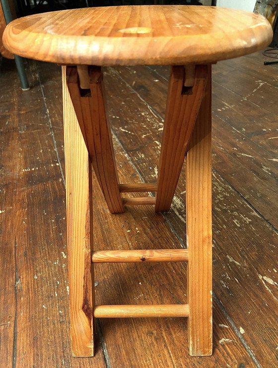 Image 1 of Roger Tallon Foldable Pine Stool Or Side Table